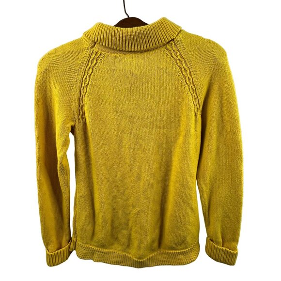 Talbots Sweater Size Petite Small Yellow Cable Knit Pullover Chunky Warm - Picture 2 of 8